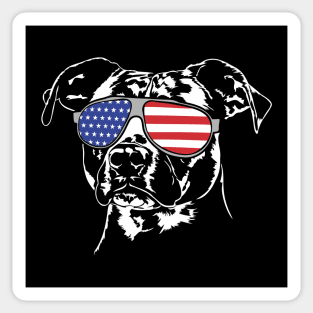 Patriotic American Staffordshire Terrier American Flag Sunglasses Sticker